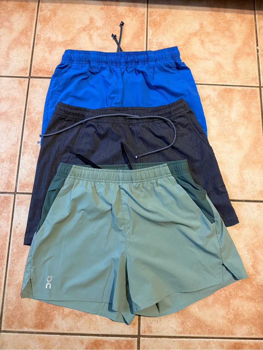 Women’s Athletic Shorts Trio — Blue, Black, Green